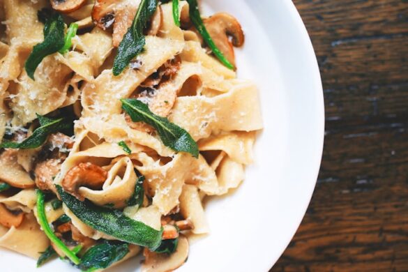 pasta dish on white plate